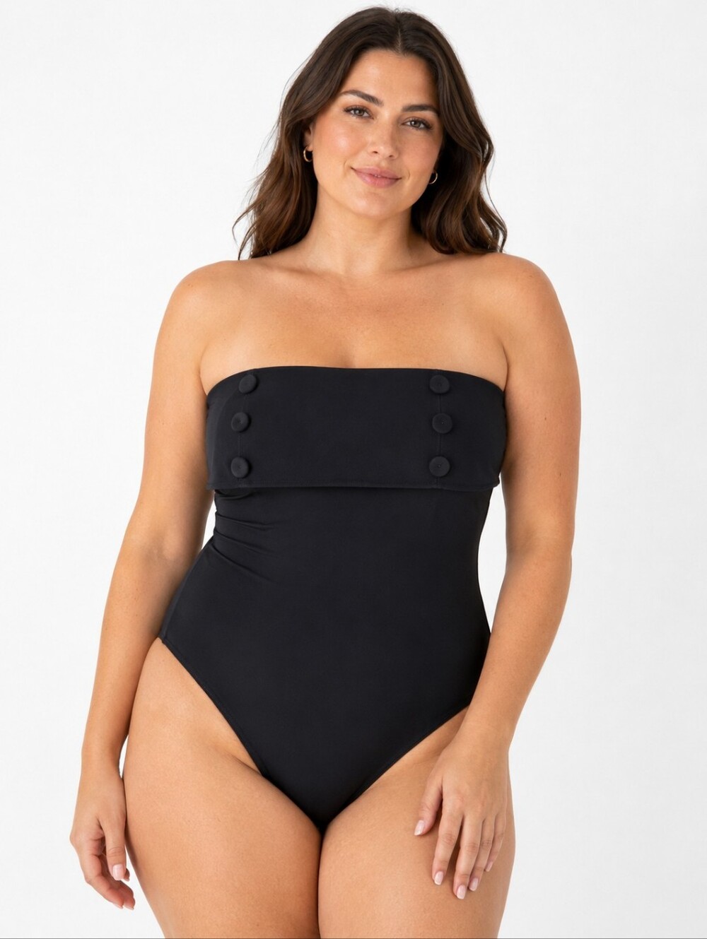 Karla Colletto Billie Bandeau One-Piece Black Swimsuit Size 12